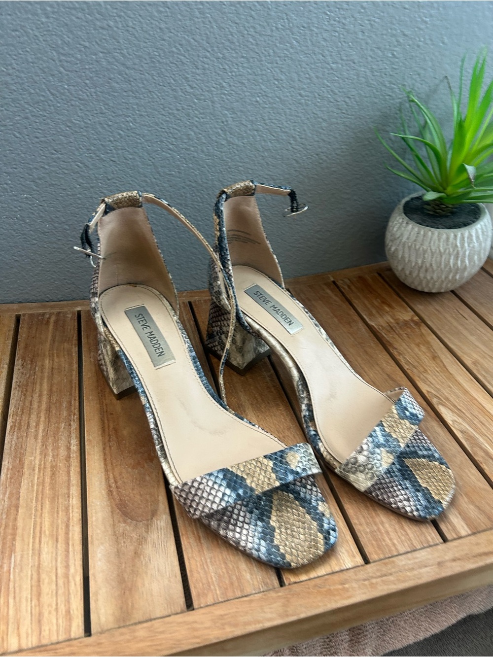 Steve Madden Snake-Print Block Heels